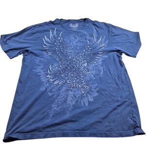 Xzavier T-shirt Mens XL Blue 2-Sided Short Sleeve Graphic Crew Neck Holes*